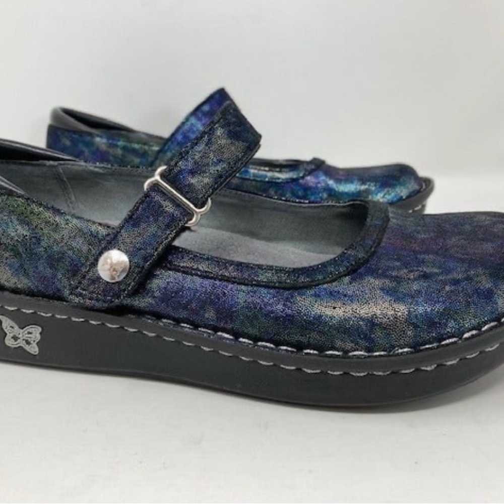 Alegria Women's Iridescent Blue and Black Loafers